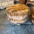 Two 1970s Mid-Century Modern Brass and Fabric Poufs " Him and Her " For Sale - Image 6 of 14