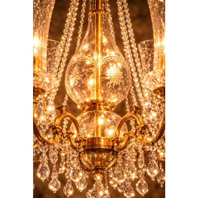 Mid 20th French Louis XVI Gold Bronze Crystal XL Chandelier For Sale - Image 15 of 16