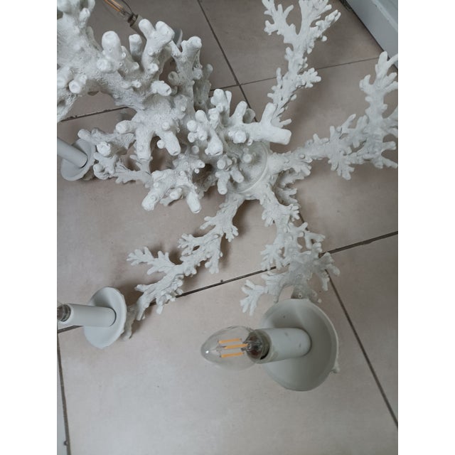 1990s Coastal White Ceramic Reef Chandelier 6 Light For Sale In Naples, FL - Image 6 of 8