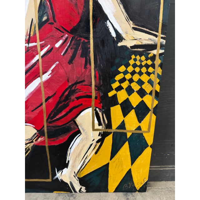 Mid-Century Modern Vintage Expressionist Figurative Female Oil Painting For Sale - Image 3 of 10