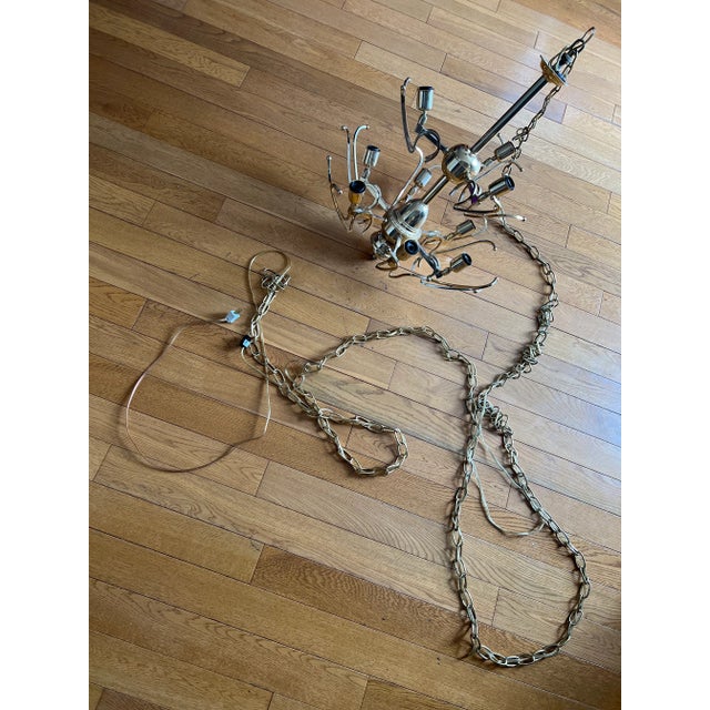 1970 Murano Glass Leaf Chandelier, Made in Italy For Sale - Image 10 of 11