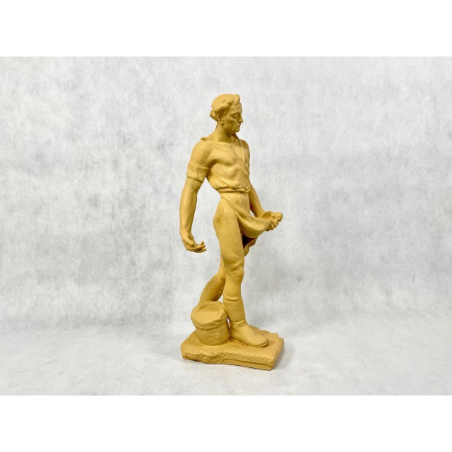 Large Socialist Realist Style Ceramic Sculpture of Sower, Czechoslovakia, Late 1940s For Sale - Image 4 of 14