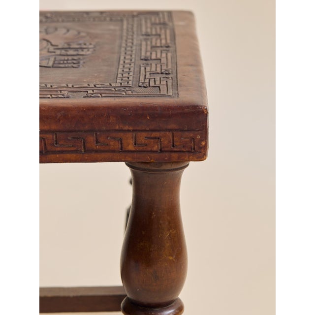 Brown The Vintage Peruvian Leather Carved Coffee Table For Sale - Image 8 of 9