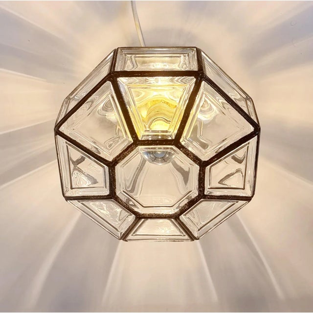 Transparent Mid-Century Glass Flush Mount/Ceiling Lamp From Limburg, Germany, 1960s For Sale - Image 8 of 13