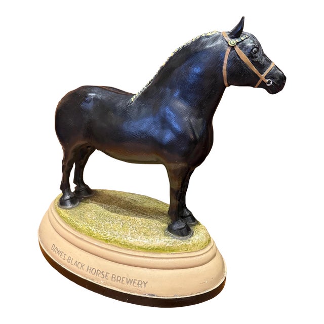 Vintage Dawes Black Horse Brewery Plaster Cast Statue by Ross Butler c.1930 For Sale