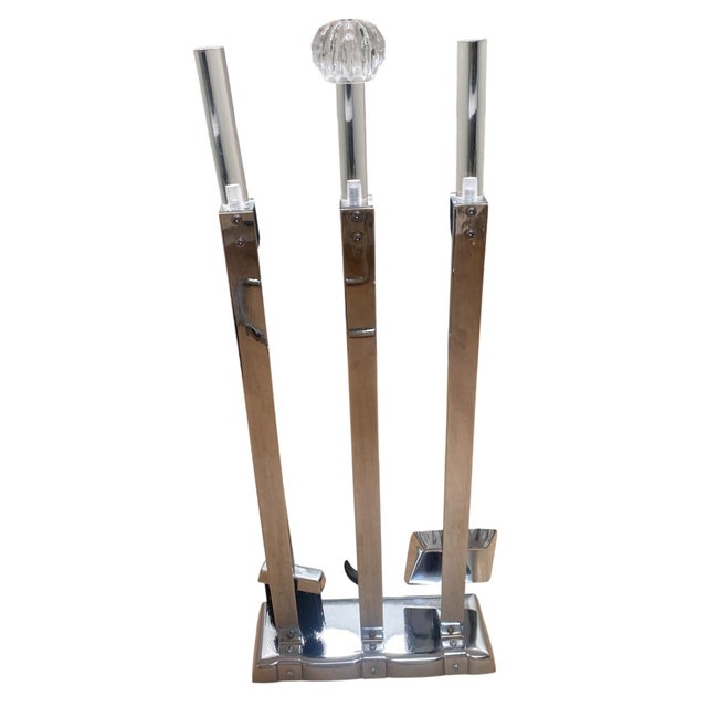 Vintage 1970s, Mid-Century Modern Fireplace Tool Set Includes: shovel, poker, brush Dims: 13"W x 5"D x 31"H Materials:...