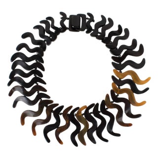 Monies Oversized Faux-Horn Resin Bib Choker Necklace For Sale