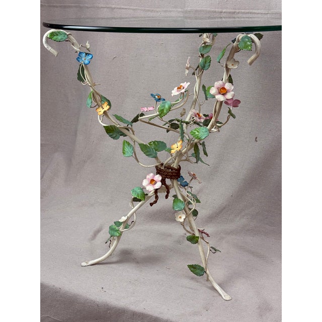 Mid 20th Century French Flora Tole Table With Hand-Painted Details For Sale - Image 10 of 10