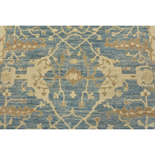 2020s Oushak Rug 5’11” X 8’11” Blue Wool Traditional Hand-Knotted Oriental Carpet For Sale - Image 5 of 14