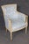 Textile Pair French Louis XV Style Blue Upholstered Bergères Chairs Attr to Jansen For Sale - Image 7 of 17