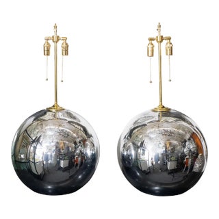 Large Spherical Mercury Glass Lamps For Sale