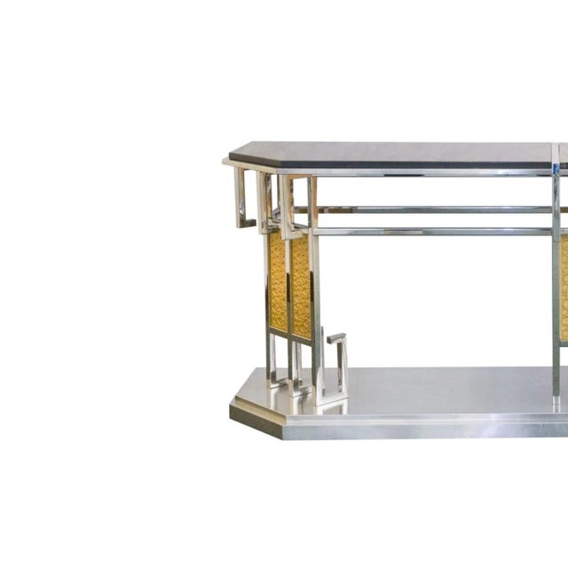 Mid-Century Modern Mid Century Modern Art Deco Style Brass & Chrome Sideboard / Credenzas For Sale - Image 3 of 9