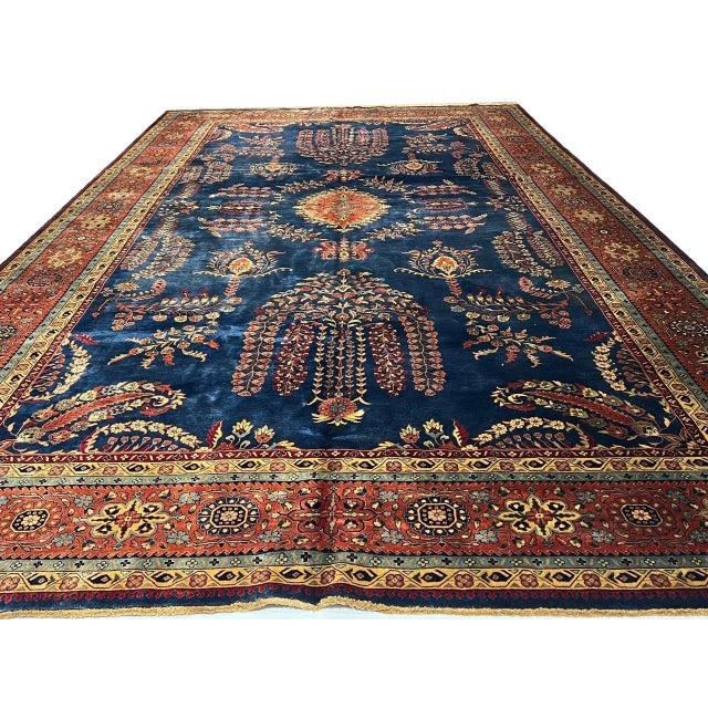 2020s Navy Blue Fine Hand Knotted Sarouk Mohajran Design 10' X 17' For Sale - Image 11 of 13
