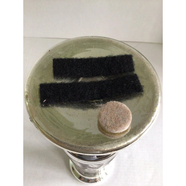 Silver 1920s Mercury Glass Vase With Etched Decal Design For Sale - Image 8 of 8