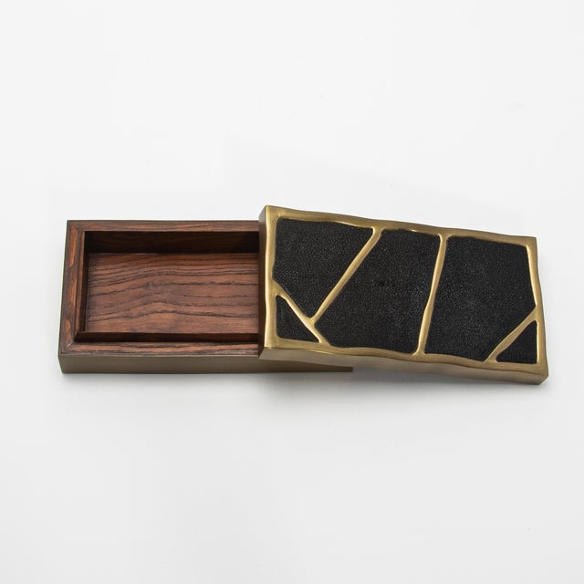Modern Box in Black Shagreen With Bronze Patina Brass by R&y Augousti For Sale - Image 9 of 9