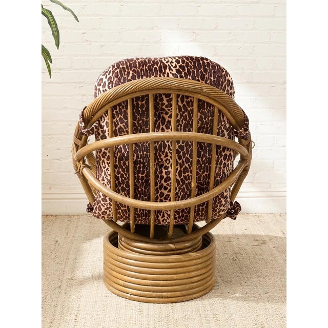 Vintage Tiki Bamboo Lounger With Leopard Print Upholstery For Sale - Image 12 of 12