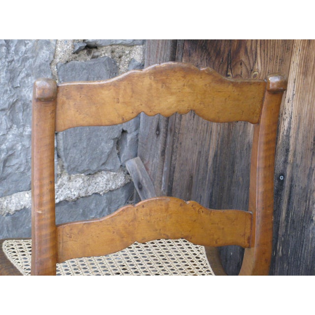 Antique Side Chair New Cane Seat Elegant Tiger & Bullseye Maple Cottage Bedroom For Sale - Image 10 of 18
