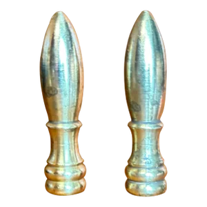Vintage Bullet Shaped Brass Lamp Finials- a Pair