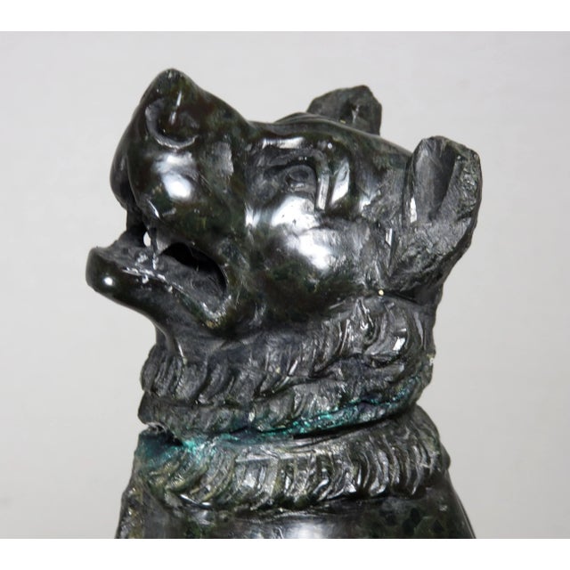 Antique Hand Carved Hard Stone - Marble Figuraive Dog Bookends - a Pair For Sale - Image 12 of 13