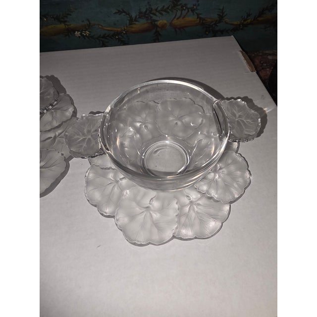 1960s 1960s Pair of Lalique Honfleur Sherberts and Saucer Plates For Sale - Image 5 of 9