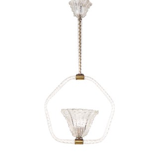 Vintage Murano Glass Pendant Lamp by Ercole Barovier for Barovier & Toso, 1940s For Sale