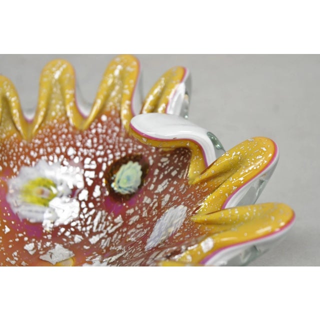 Glass Vintage Murano Italian Art Glass Millefiori Clam Shell Candy Dish Bowl (A) For Sale - Image 7 of 13