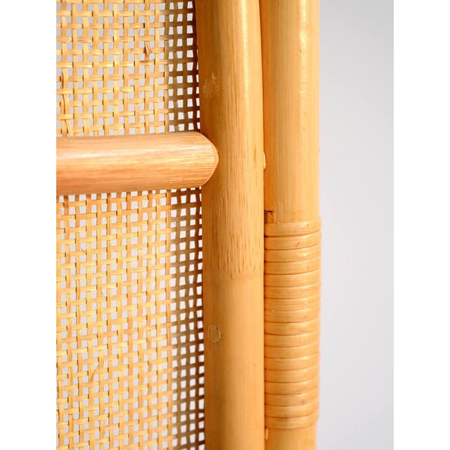 Wood 20th Century Scandinavian Folding Screen in Bamboo and Rattan, 1960s For Sale - Image 7 of 10