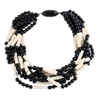 Angela Caputi Black and White Resin Multi-Strand Necklace For Sale