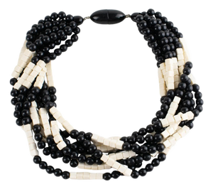 Angela Caputi Black and White Resin Multi-Strand Necklace