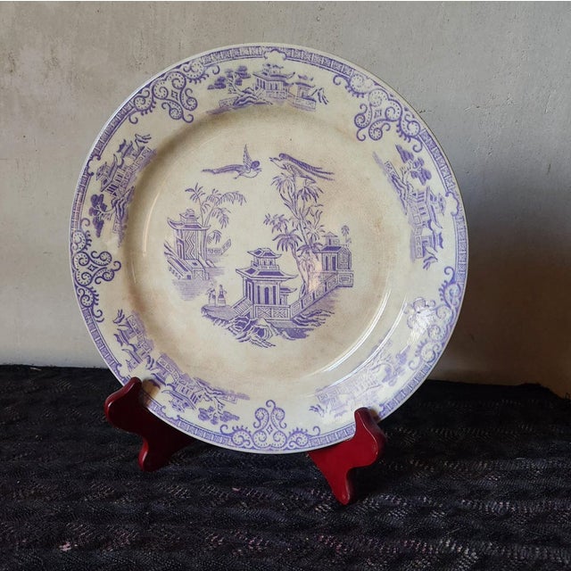 Victorian Staffordshire Lavender Transferware Plate with Chusan Pattern from Clementson Brothers For Sale - Image 12 of 12
