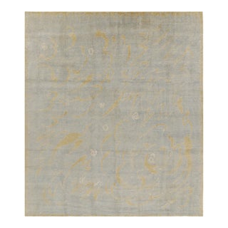 Rug & Kilim’s French Art Deco Style Rug in Blue With Yellow Geometric Patterns For Sale