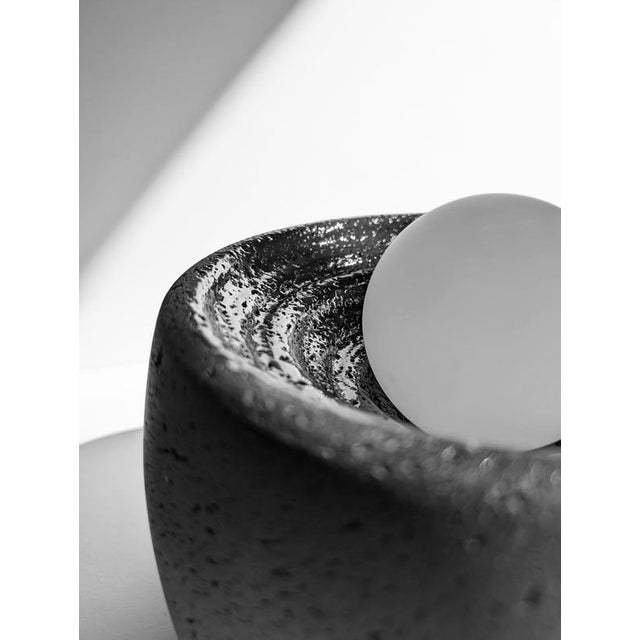 Caldera Partially Glazed Lava Stone Table Lamp by Clemence Birot For Sale - Image 4 of 18