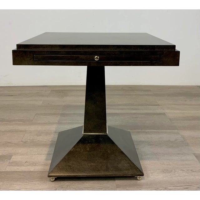 Caracole Modern Dark Taupe Burl Wood Finished Back to Square One Side Table For Sale In Atlanta - Image 6 of 6