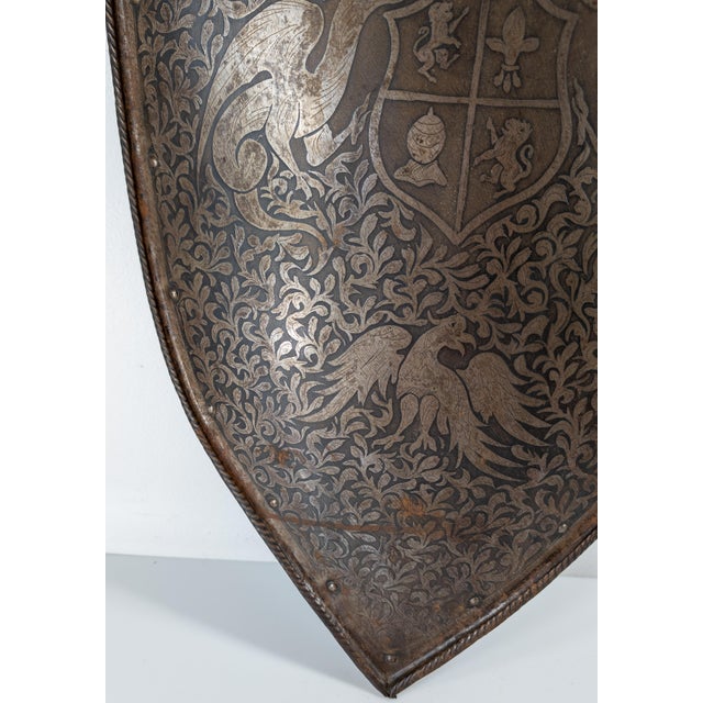 19th Century Renaissance Medieval Revival Etched Steel Heater Shield For Sale In New York - Image 6 of 12