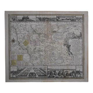 Antique German Geographical Map "Grossen Hayn" 1730 Engraved in Black With Color Highlights For Sale