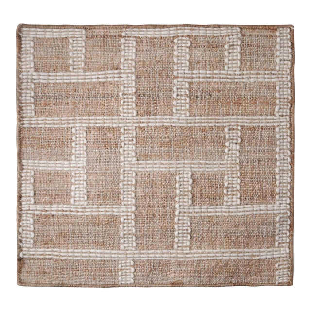 Rug & Kilim Jute Beige and White Squares Rug, 12' x 15' For Sale