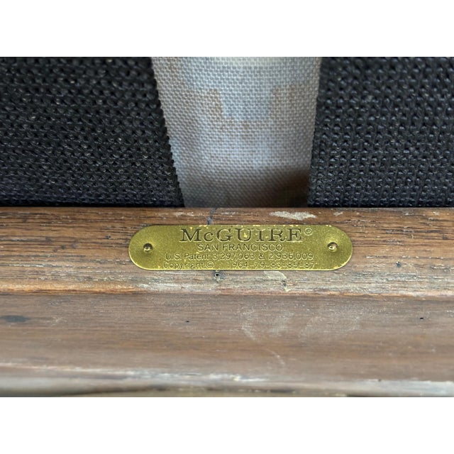 McGuire Pickled Finish Rattan Wing Back Lounge Club Chairs a Pair For Sale - Image 12 of 12