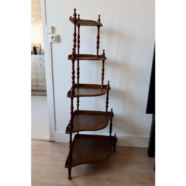 Vintage 5-Level Corner Shelf in Turned Wood For Sale - Image 6 of 8