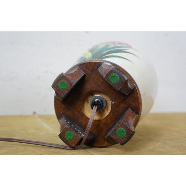 Vintage Japanese Floral Irises Kingfisher Bird Ginger Jar Vase Urn Lamp 25" For Sale - Image 4 of 13