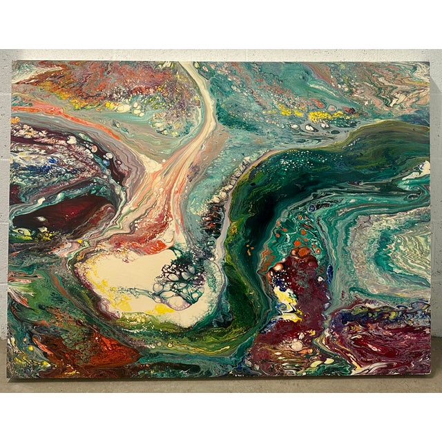 Richard Mann Richard Mann Abstract Acrylic Painting on Panel, 48" X 36", California, Circa 1980s For Sale - Image 4 of 13