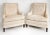 1940s Mid-century Modern Club Chairs, Ultrasuede Upholstery, Loose Seat Cushions Offered for sale is a pair of substantial...