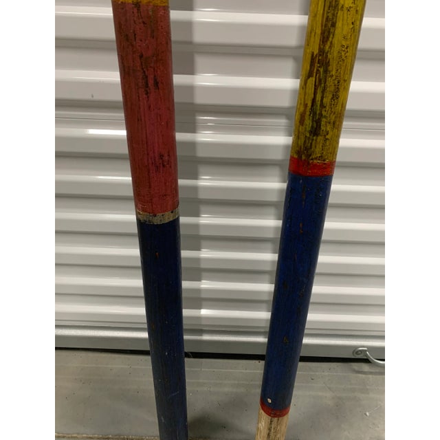 Cabin Pair of Vintage Wooden Rowing Oars From a Summer Camp in Indiana For Sale - Image 3 of 11