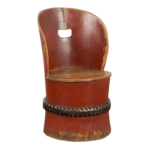 Original Red Painted Kubbestol Log Chair, Sweden Circa 1860-80