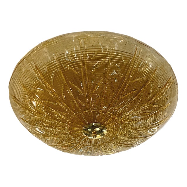 Amber Murano Glass Ceiling Light, 1950s For Sale