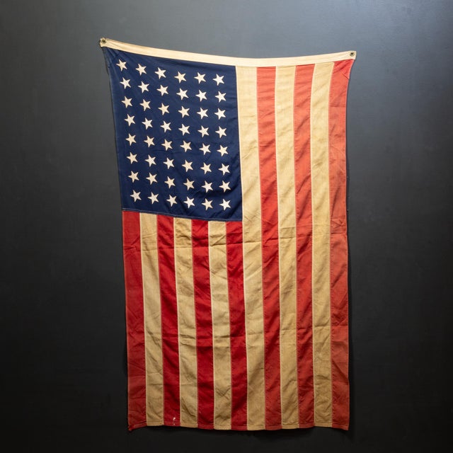 Early 20th Century Bulldog Bunting American Flag With 48 Stars c.1940-1950 For Sale - Image 5 of 6