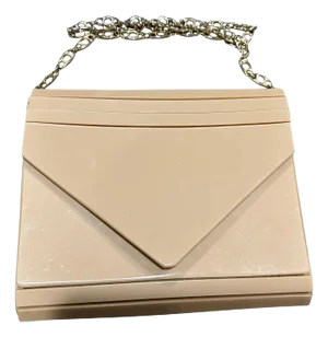 1950s Art Deco Style Cream Toned Bakelite and Leather Evening Bag