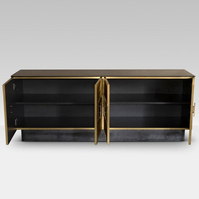 Wires Brass Credenza with Fumé Glass Top from Flair Firenze For Sale - Image 4 of 8