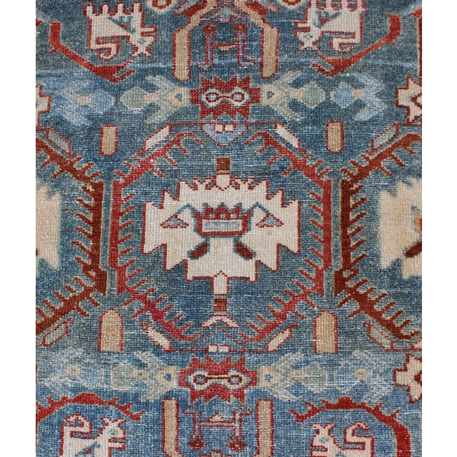 Textile Red, Blue, and Ivory Antique Persian Malayer Rug With Blossom Design 4' X 6'9 For Sale - Image 7 of 10
