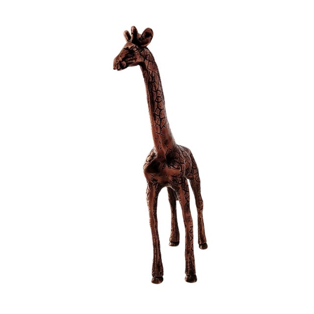 Metal Antique Copper Finish Metal Giraffe Sculpture For Sale - Image 7 of 10