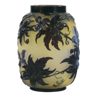 Late 19th Century Galle Vase. End 800. Original Emile Gallè. Decorated With Clematis For Sale